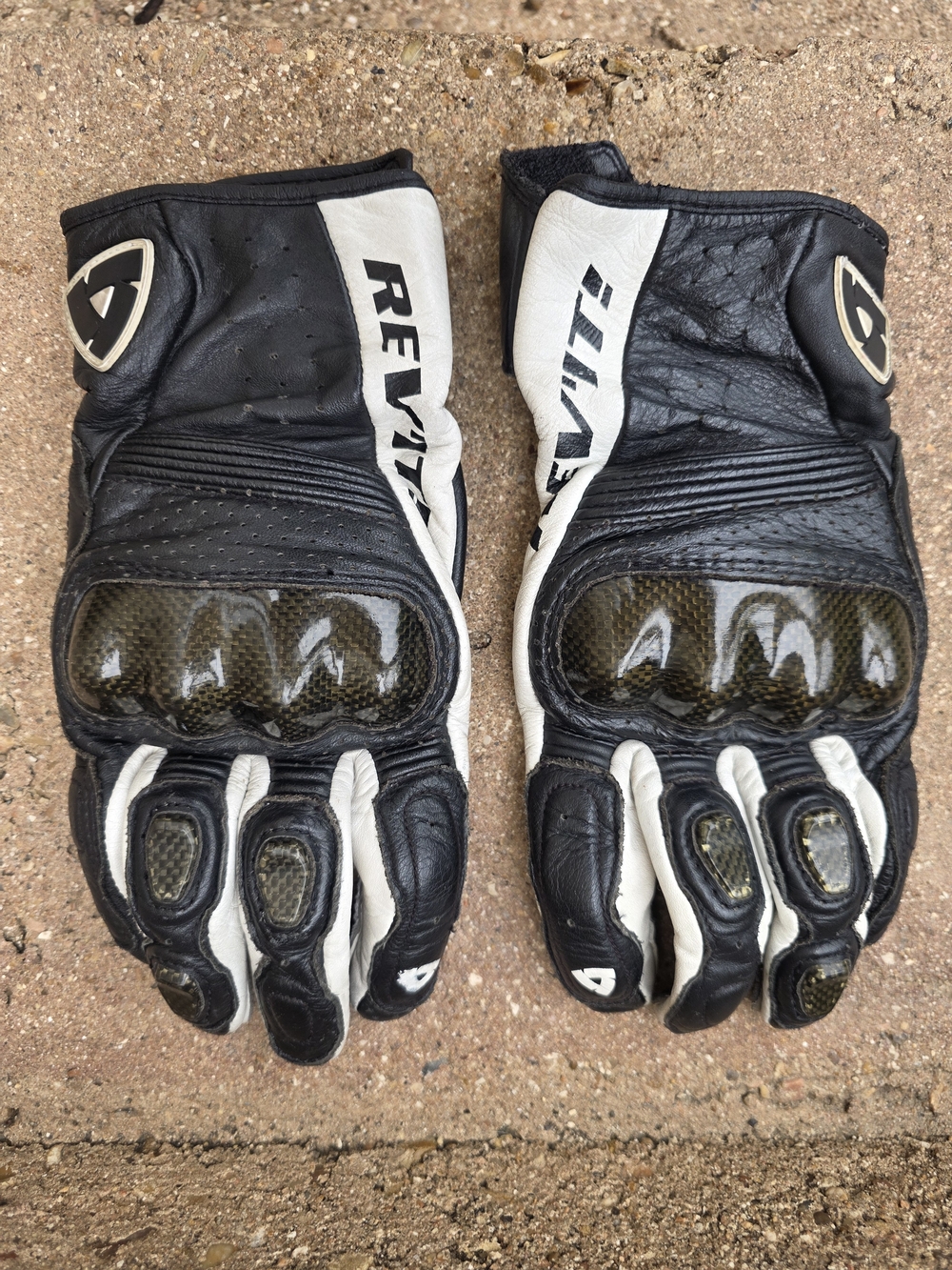 REV'IT! Women's Black & White Leather Motorcycle Gloves